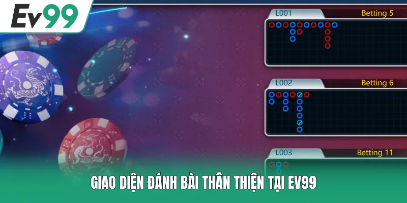 Giao diện đánh bài thân thiện tại EV99