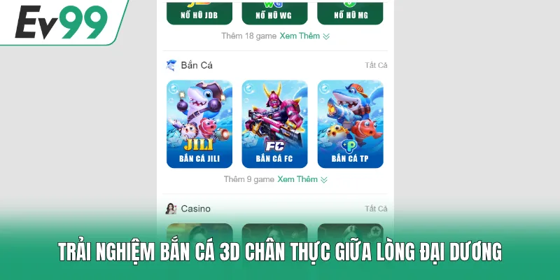 Trải nghiệm bắn cá 3D chân thực giữa lòng đại dương